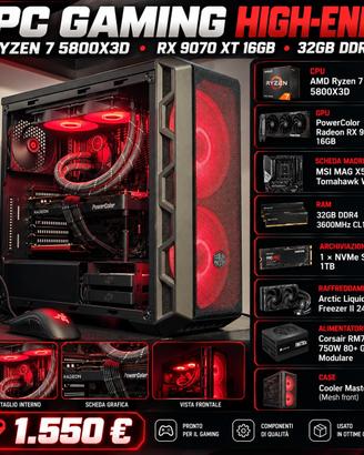 🔥 PC GAMING HIGH-END – 5800X3D + RX 9070 XT + 32G