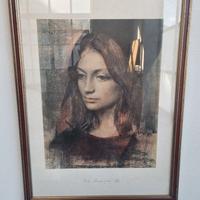 Stampa ritratto su carta Donna di Pietro Annigoni