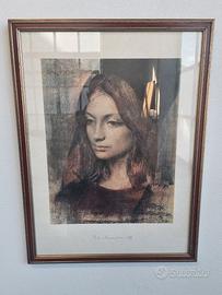 Stampa ritratto su carta Donna di Pietro Annigoni