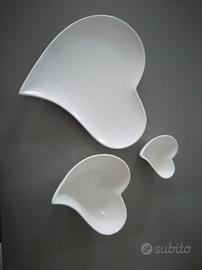 3 ciotole piatti forma svuotatasche cuore nuovi