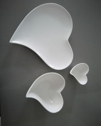 3 ciotole piatti forma svuotatasche cuore nuovi