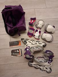 Roller reg. 32-35 + protezioni + sacca - bambina 