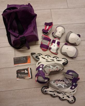 Roller reg. 32-35 + protezioni + sacca - bambina 