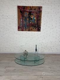 Tavolino basso anni ’80 con doppio ripiano