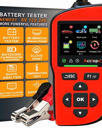 Tester per Batteria 6V/12V/24V, Test di Avviamento