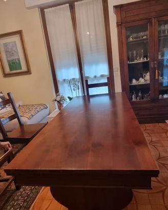 Tavolo fratino in legno antico intarsiato 