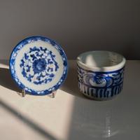 vaso in porcellana cinese con piattino 