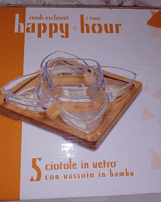 antipastieta in vetro con base di bambù