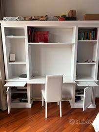 SCRIVANIA E LIBRERIA IN LEGNO MASSELLO