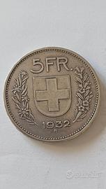 5 Franchi Svizzera Argento 1932