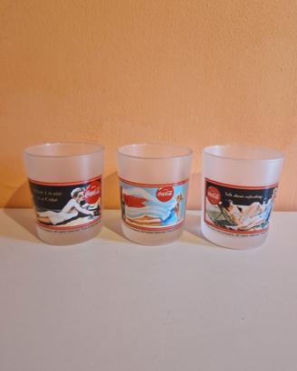 Set 3 Bicchieri Coca-Cola Vintage in Vetro Satinat