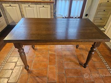 4 sedie , tavolo legno massello rovere allungabile