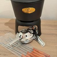 Set Fonduta in Ghisa -Caquelon Nuovo con Accessori