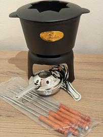 Set Fonduta in Ghisa -Caquelon Nuovo con Accessori