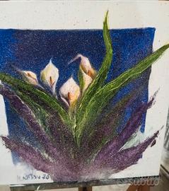 Quadro olio su tela 50x50 soggetto fiori