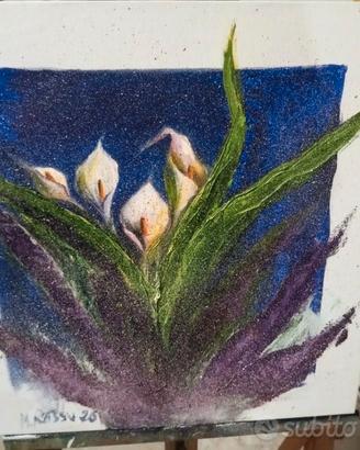 Quadro olio su tela 50x50 soggetto fiori