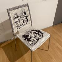 Sedia in cuoio decorata da Francesco Barbieri