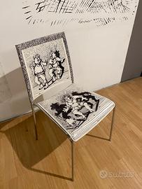 Sedia in cuoio decorata da Francesco Barbieri