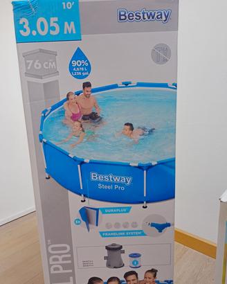 Piscina Bestway Steel Pro+Pompa Intex+Aspiratore