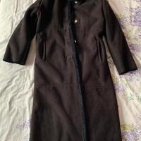 Cappotto lungo nero Conbipel foderato ecopelle,tgM