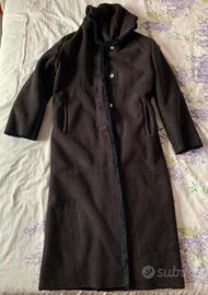 Cappotto lungo nero Conbipel foderato ecopelle,tgM