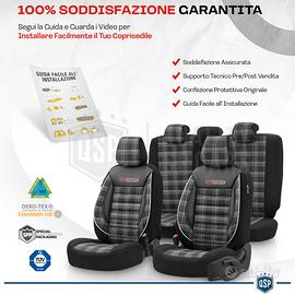 COPRISEDILI Auto Universali OtoM GTI Sports COMPLETI in Pelle Pu e Tessuto  a Quadretti