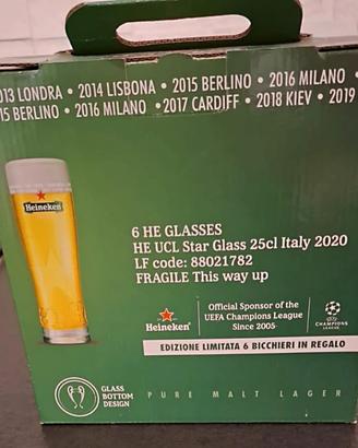 Set 6 Bicchieri Heineken UEFA Champions League 