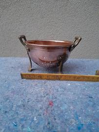 Pentolino scolafragole rame con manici ottone ø 15