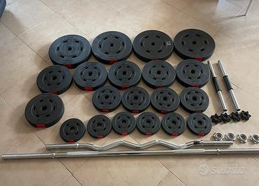 Set di pesi compositi con bilanciere e manubri