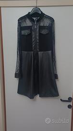 vestito in pizzo e ecopelle 