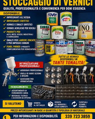 STOCK DI VERNICI E MATERIALE DI FERRAMENTA