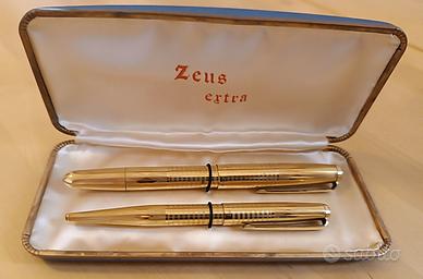 Penna stilografica e portamina Zeus laminato oro