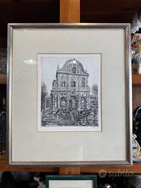 Quadro Acquaforte Paolo galleri "il duomo di sassa