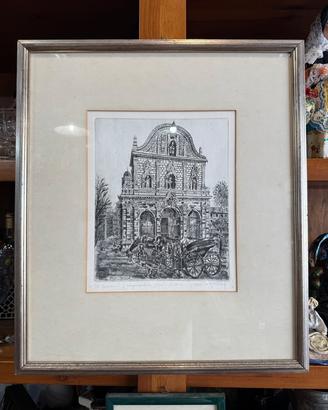 Quadro Acquaforte Paolo galleri "il duomo di sassa