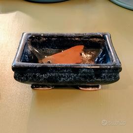  Vaso da Bonsai Vintage (mame), Smalto Blu 