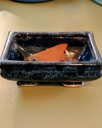  Vaso da Bonsai Vintage (mame), Smalto Blu 