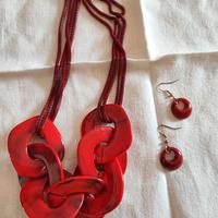 Set collana e orecchini bacalite rossi