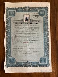 Titolo 100 azioni ISOTTA FRASCHINI- 1934- perfetto