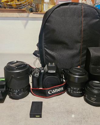 Canon EOS 250D + 3 obiettivi + Flash + 2 batterie