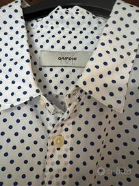 Camicia Grifoni Bianca Pois Blu