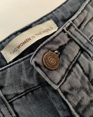 jeans donna grigio-nero a zampa tg.S