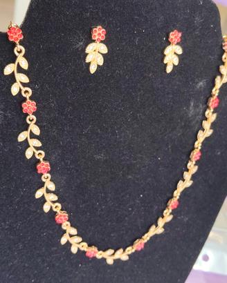 Set collana con orecchini rosso