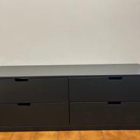 NORDLI - cassettiera con 4 cassetti, nero, 160x54
