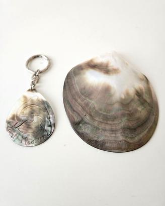 Portachiavi e conchiglia madreperla lungh. 10 cm