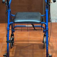 Deambulatore pieghevole con seduta e cestino