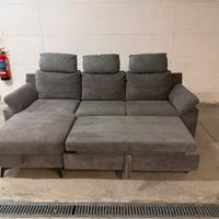 Divano angolo in tessuto grigio
