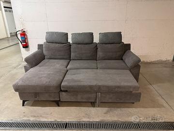 Divano angolo in tessuto grigio