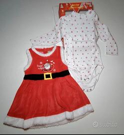 Vestito babbo natale bimba con body. Nuovo 12/18 m