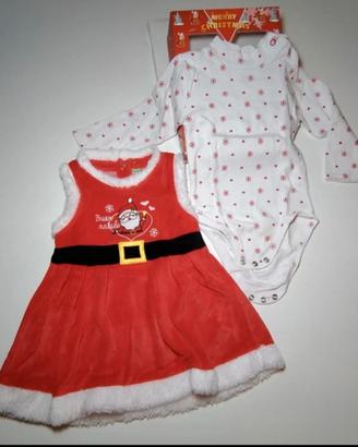 Vestito babbo natale bimba con body. Nuovo 12/18 m