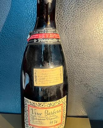 Vino Barbera anno 1974 - bottiglia da collezione